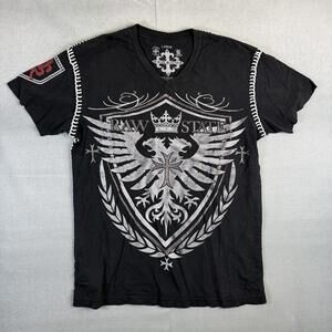 VTG Raw State Redemption T-Shirt Mens Large Black Y2K Affliction Style Grunge